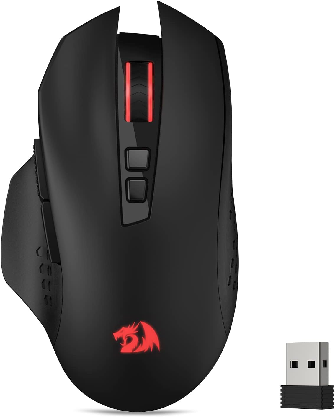 Redragon M656 Gainer Wireless Gaming Mouse, 4000 DPI 2.4Ghz Gamer Mouse w/ 5 DPI Levels, 7 Macro Buttons, Red LED Backlit & Pro Software/Drive Supported, for PC/Mac/Laptop-0