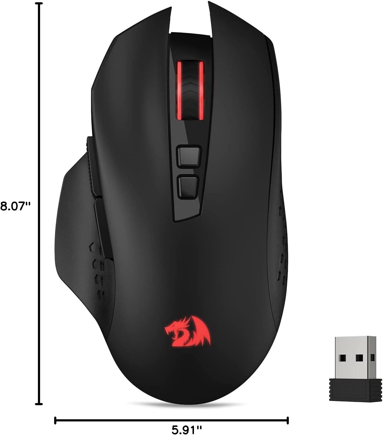 Redragon M656 Gainer Wireless Gaming Mouse, 4000 DPI 2.4Ghz Gamer Mouse w/ 5 DPI Levels, 7 Macro Buttons, Red LED Backlit & Pro Software/Drive Supported, for PC/Mac/Laptop-9