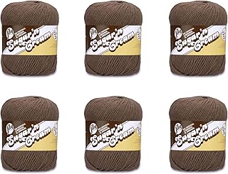 Lily Sugar'N Cream Super Size Warm Brown Yarn - 6 Pack of 113g/4oz - Cotton - 4 Medium (Worsted) - 200 Yards - Knitting/Crochet