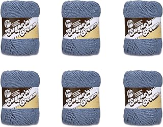 Lily Sugar'N Cream Super Size Blue Jeans Yarn - 6 Pack of 113g/4oz - Cotton - 4 Medium (Worsted) - 200 Yards - Knitting/Crochet