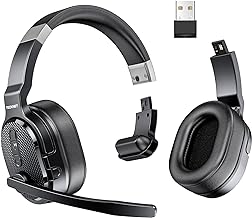 TECKNET Bluetooth Trucker Headset, Single and Dual Ear Wireless Headset with Mic for Work Noise Cancelling, 50Hrs 3 EQ Music Modes Trucker Bluetooth Headset for PC, Drivers, Office, Call Center Work