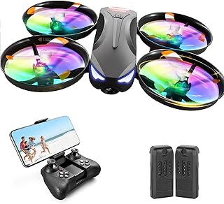 4DRC V16 Drone with Camera for Kids,1080P FPV Camera Mini RC Quadcopter Beginners Toy with 7 Colors LED Lights,3D Flips,Gesture Selfie,Headless Mode,Altitude Hold,Boys Girls Birthday Gifts,