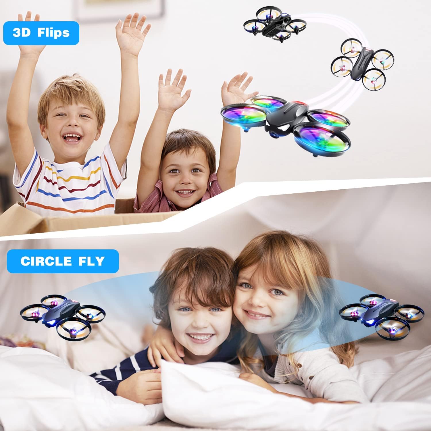 4DRC V16 Drone with Camera for Kids,1080P FPV Camera Mini RC Quadcopter Beginners Toy with 7 Colors LED Lights,3D Flips,Gesture Selfie,Headless Mode,Altitude Hold,Boys Girls Birthday Gifts,-5