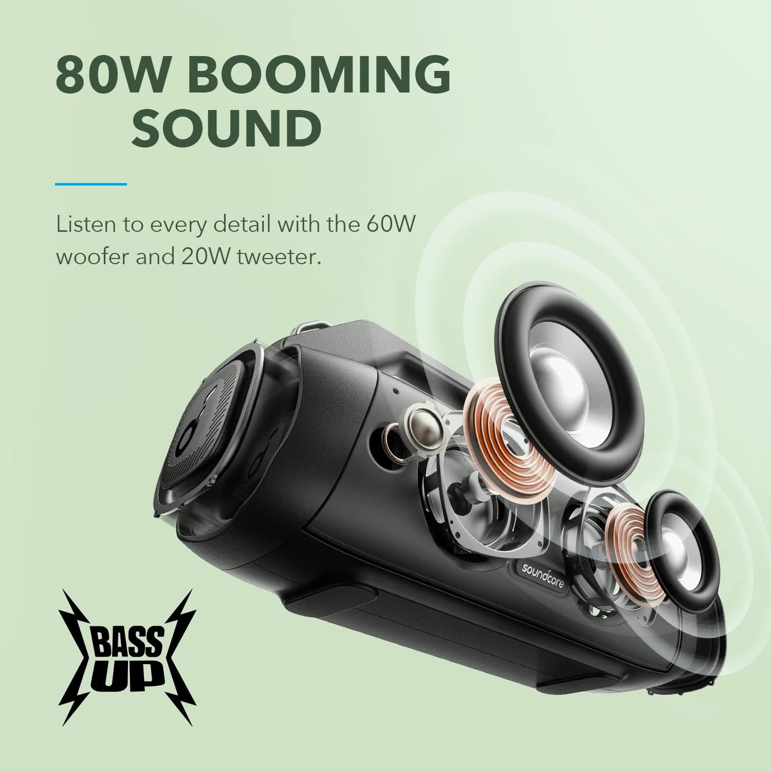 Soundcore Motion Boom Plus IP67 Portable Speaker, 80W Stereo Sound, Custom EQ & BassUp, Built-in Power Bank, Waterproof Bluetooth Speaker for Camping, Beach, and Backyard-2