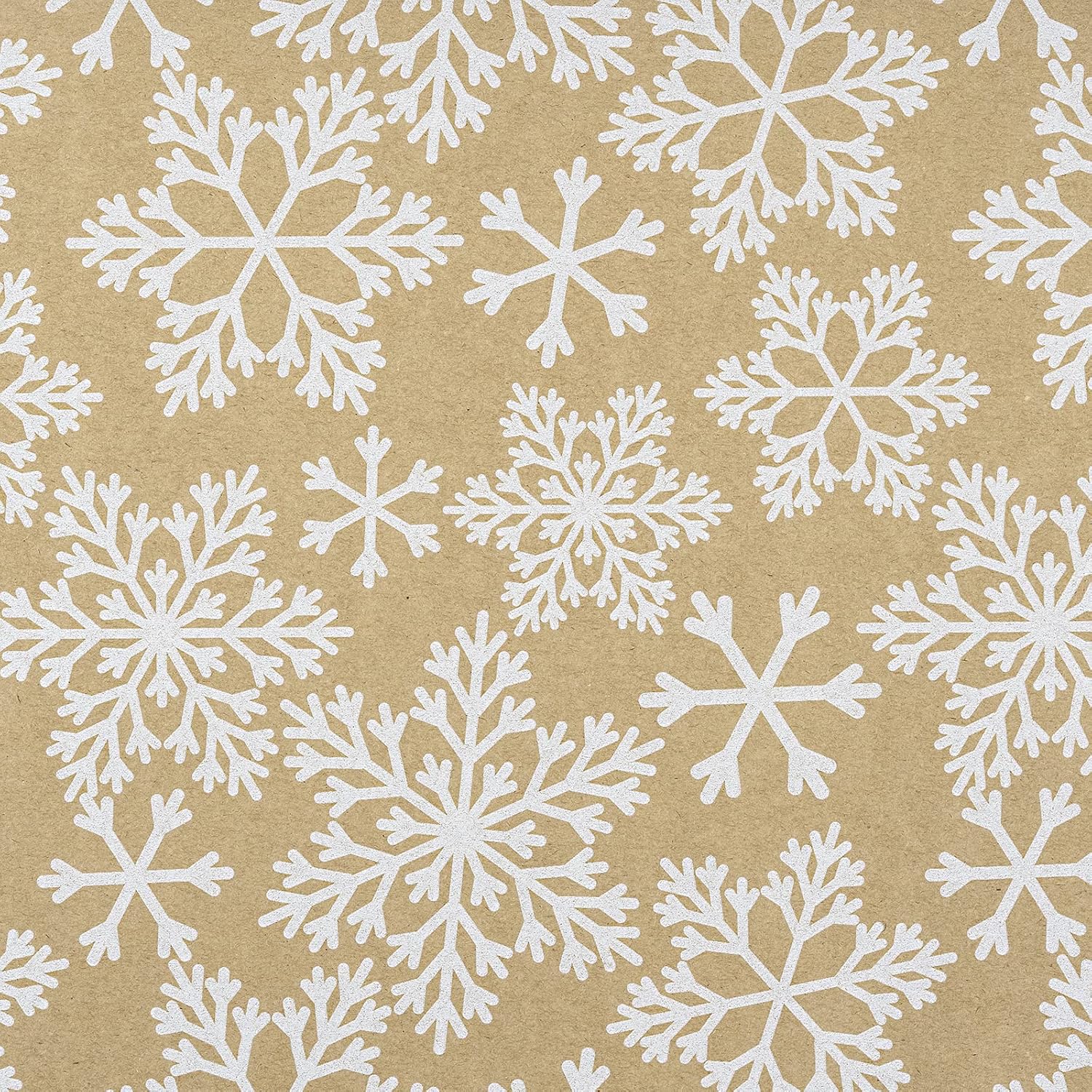 RUSPEPA Kraft Christmas Wrapping Paper Roll - Mini Roll - White Snowflake Design for Holiday Gift Wrap - 17 Inches X 32.8 Feet-6