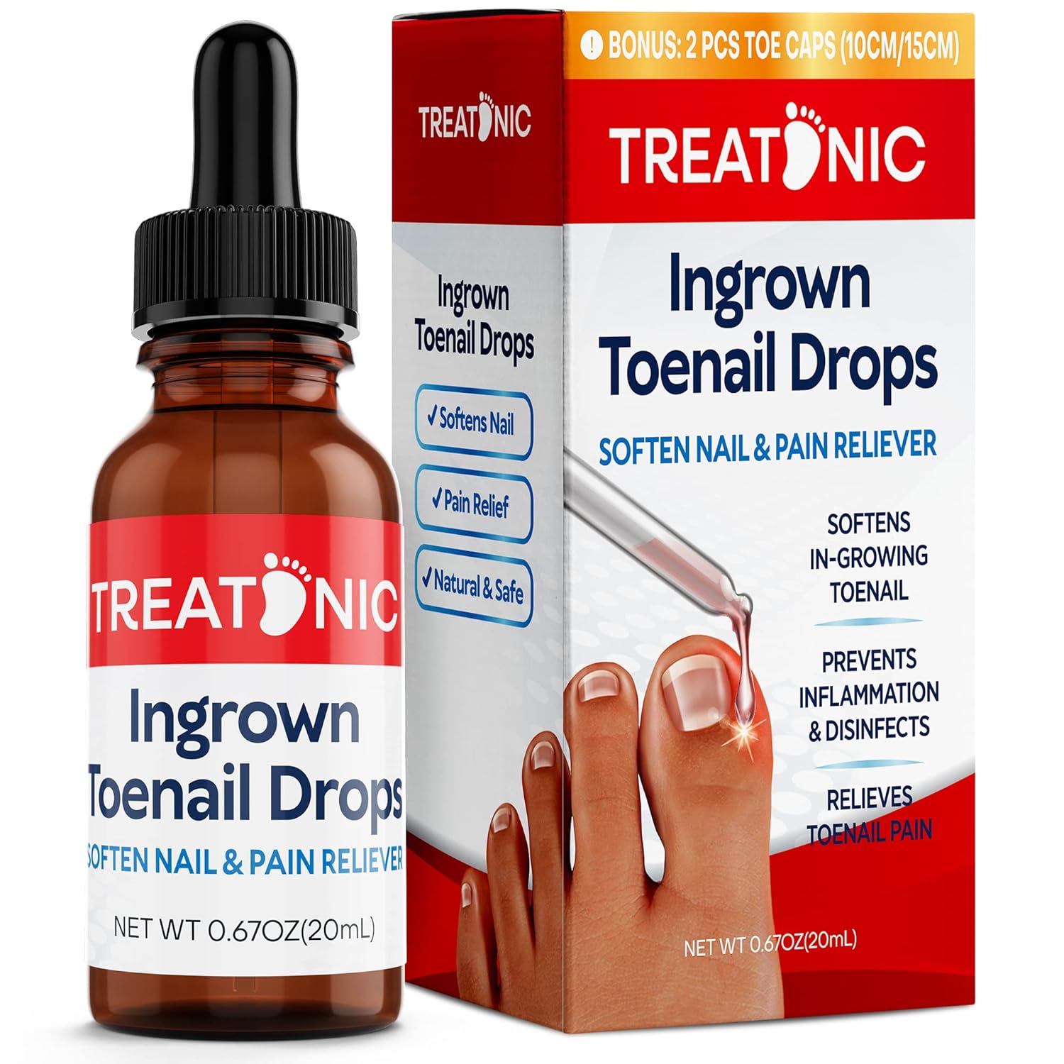 Ingrown Toenail Treatment - Ingrown Toenail Pain Reliever and Softener Kit for Easy Trimming with Silicone Gel Toe Caps-0