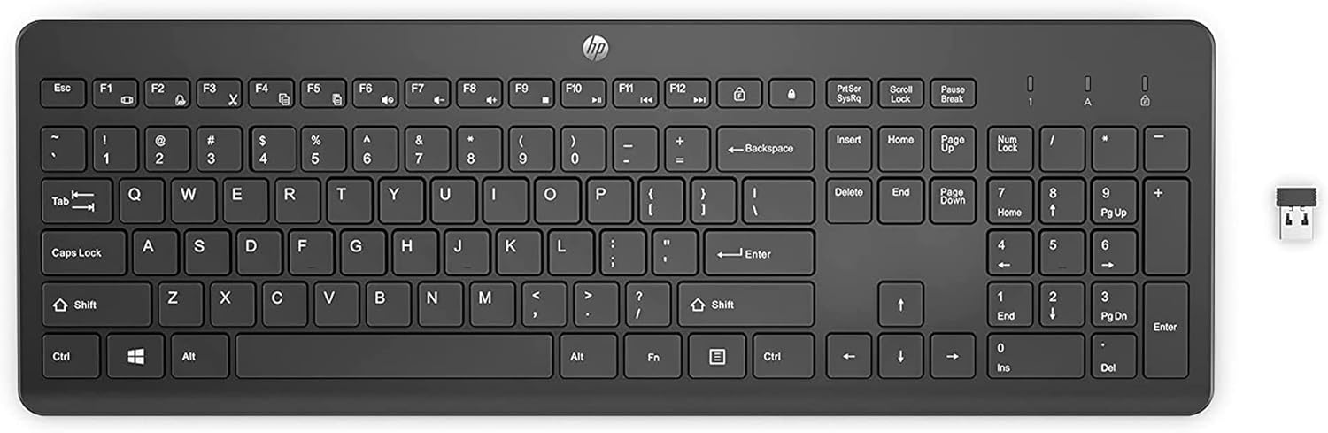 HP 230 Wireless Keyboard - Wireless Connection - Low-Profile, Quiet Design - Windows & Mac OS - Laptop, PC Compatible - Shortcut Keys & Number Pad - Long Battery Life (‎3L1E7AA#ABA),Black-0