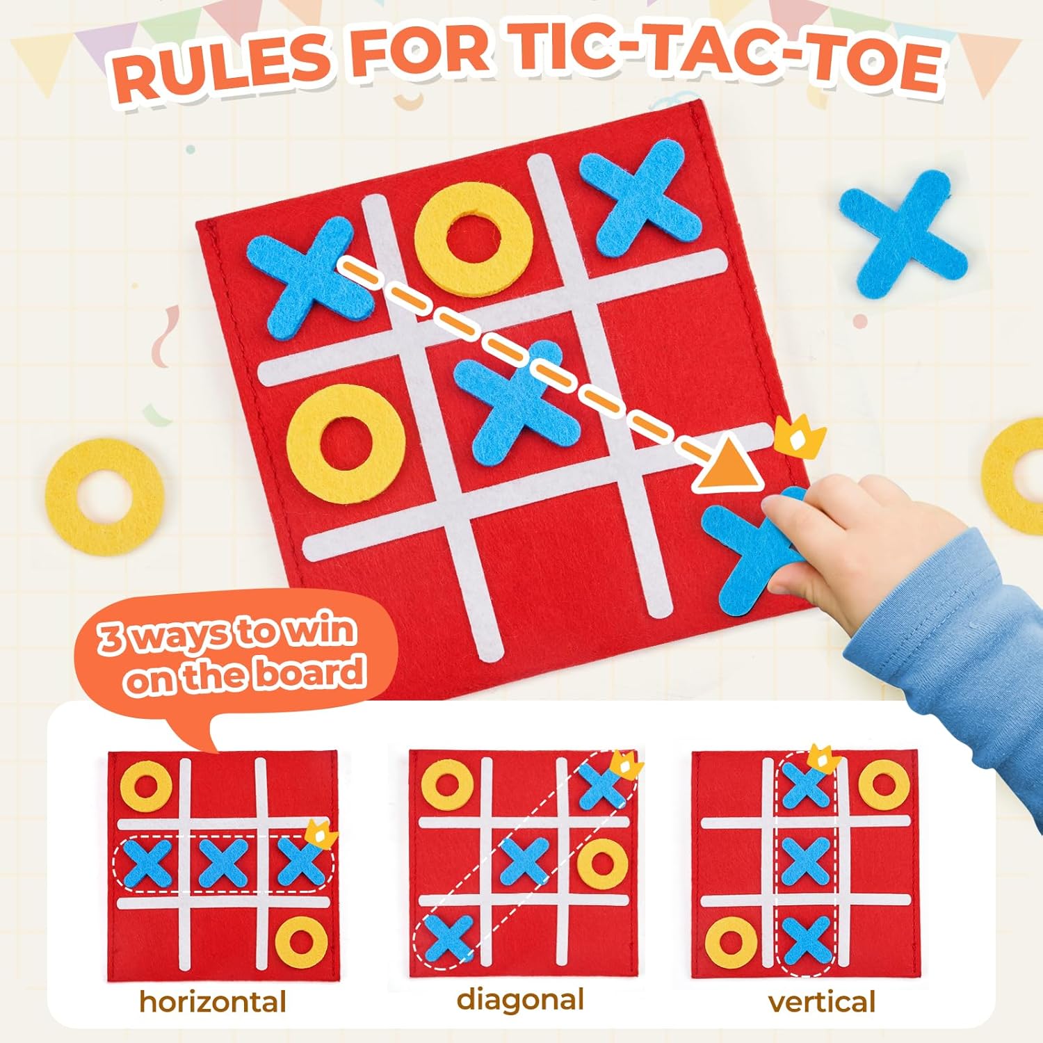 Tic Tac Toe Mini Board Game Toy for Kids and Family,Birthday Party Favors,Goody Bag,Fun Indoor Game Night Activity,Gifts for Students,Easy to Store(Bulk Pack of 12)-3