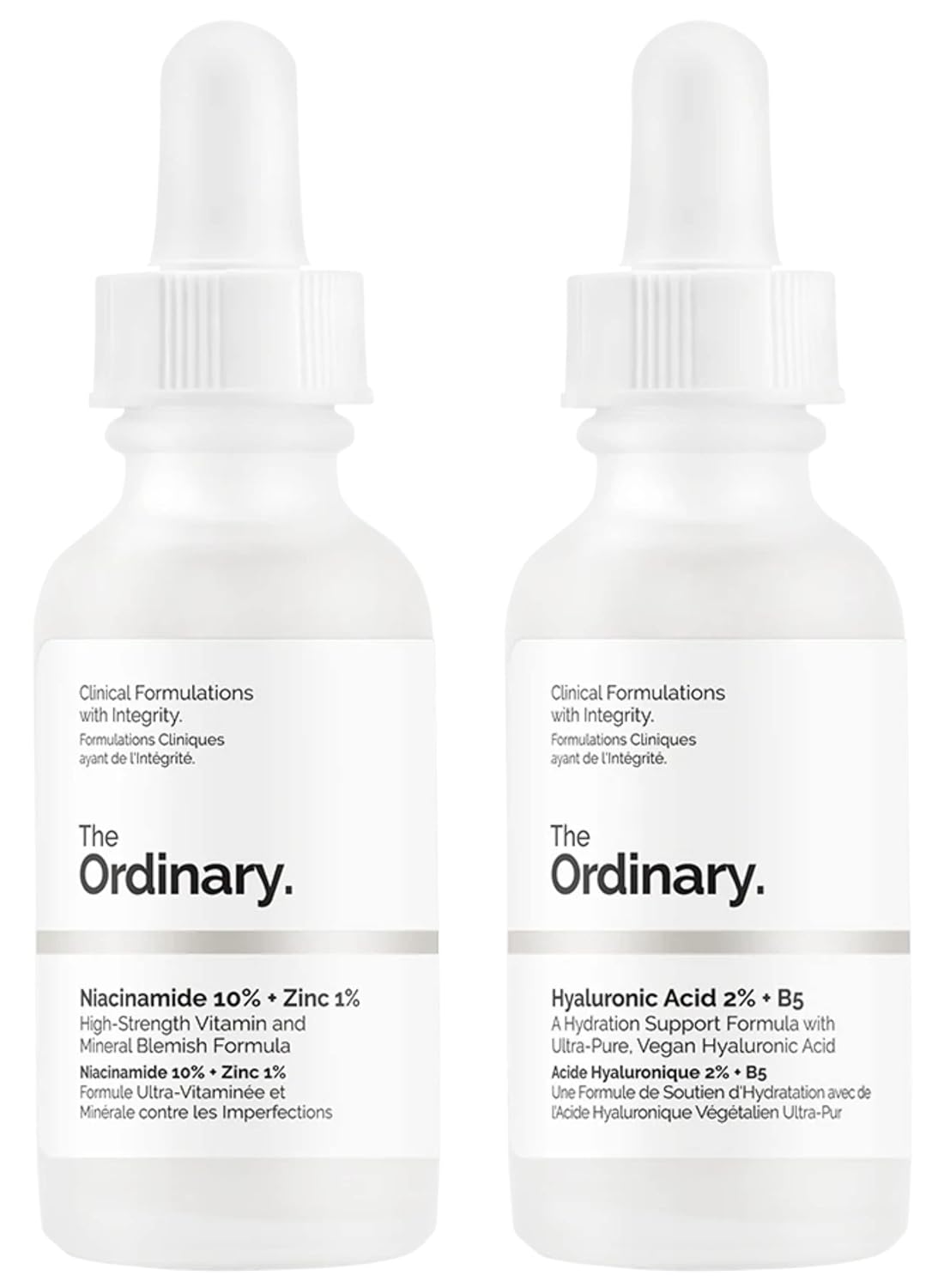 The Ordinary Facial Treatment: Hyaluronic Acid with 2% + B5 (30ml) and The Ordinary Niacinamide 10% + Zinc 1% (30ml) Bundle Face Care Set-2