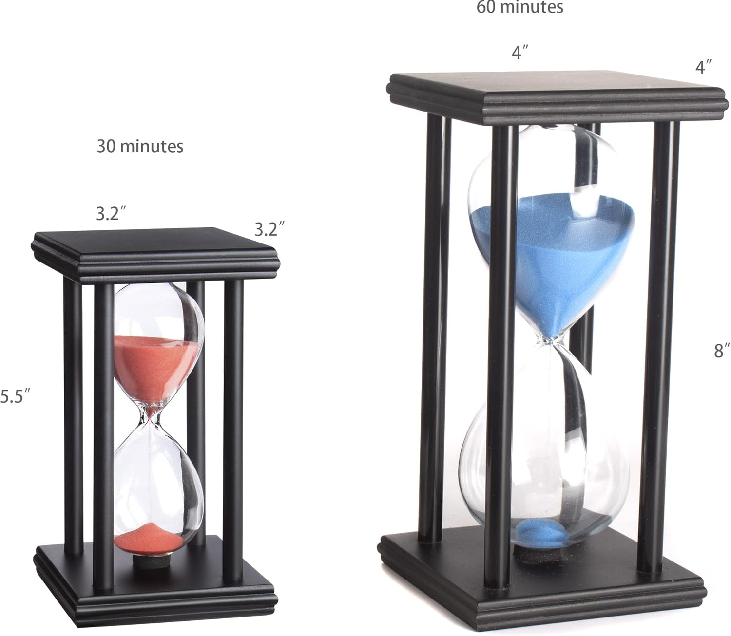 hourglas Sand Timer 30/60 Minutes Desktop Decorations Reloj de Arena ampulheta Sandglass (Black Sand,5.5 * 3.2 * 3.2inch,30min)-1