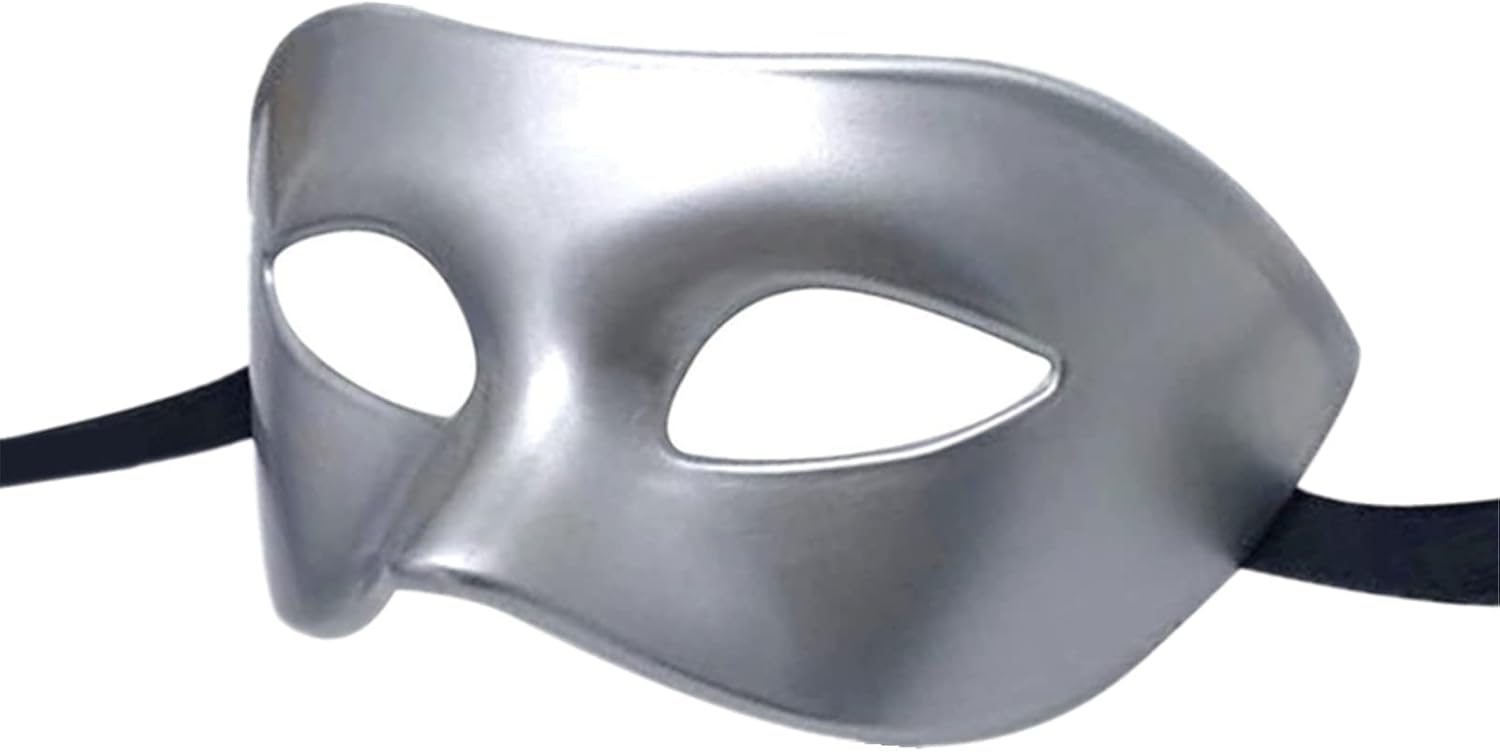 Man Woman Masquerade Mask for Venetian Greek Roman Party Mardi Gras, Half Face Eyes Masks Mythological Greek Style, Fit for Halloween Christmas Mardi Gras Party, One Size Fits Most, Silver-0