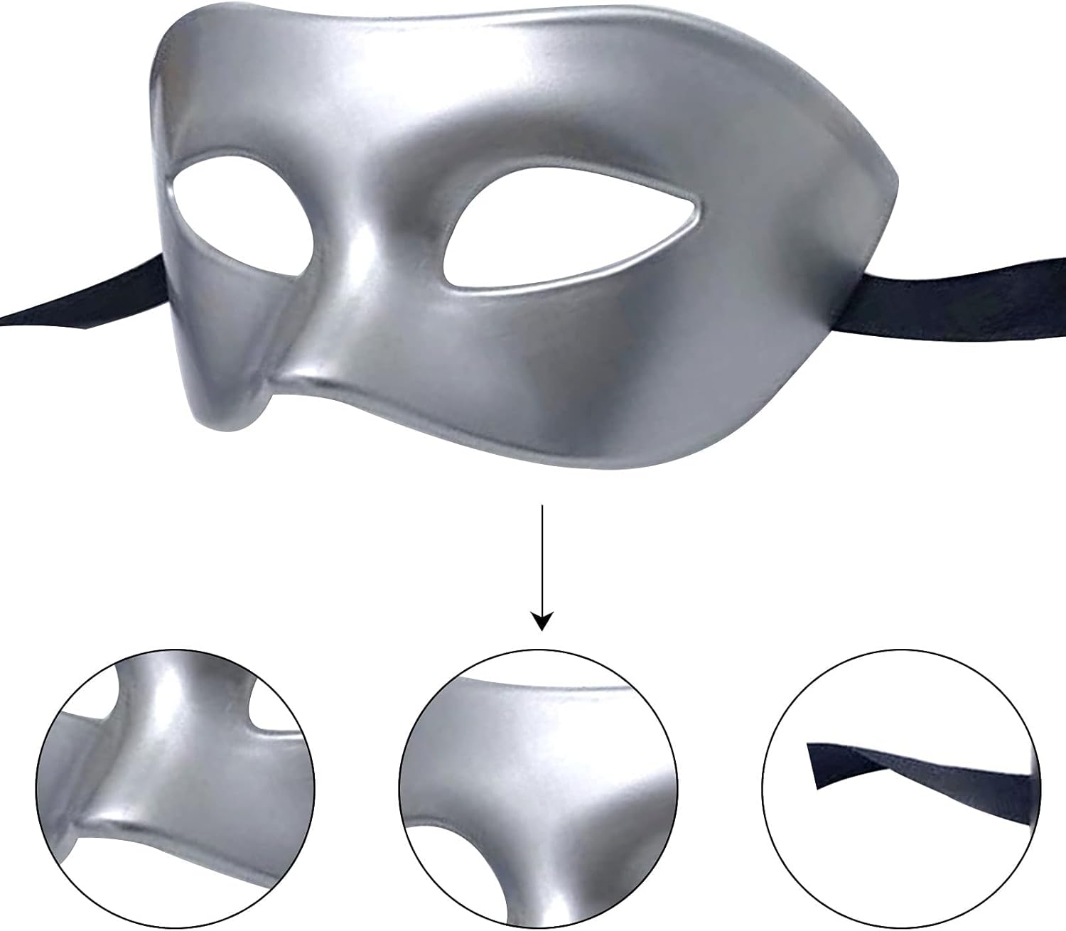 Man Woman Masquerade Mask for Venetian Greek Roman Party Mardi Gras, Half Face Eyes Masks Mythological Greek Style, Fit for Halloween Christmas Mardi Gras Party, One Size Fits Most, Silver-1