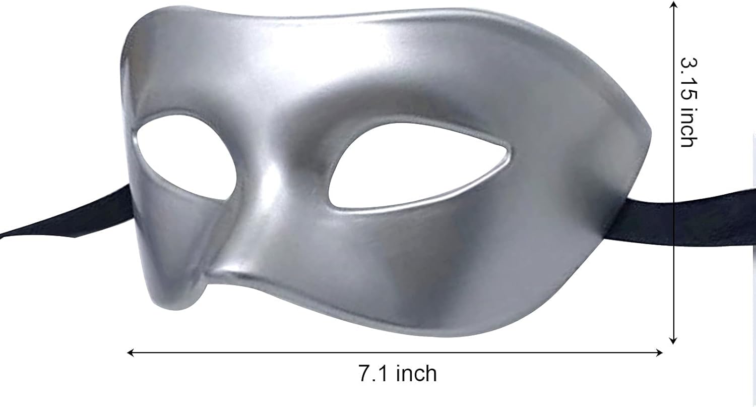 Man Woman Masquerade Mask for Venetian Greek Roman Party Mardi Gras, Half Face Eyes Masks Mythological Greek Style, Fit for Halloween Christmas Mardi Gras Party, One Size Fits Most, Silver-4