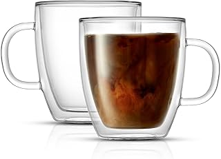 JoyJolt Savor Double Wall Insulated Glasses - Coffee Mugs (Set of 2) - 13.5-Ounces