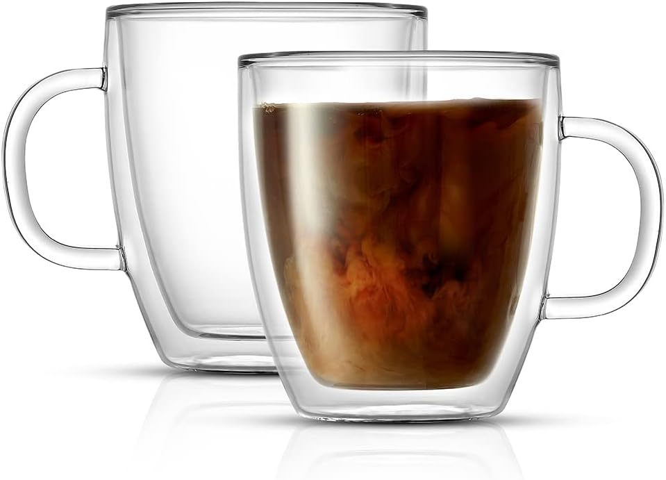 JoyJolt Savor Double Wall Insulated Glasses - Coffee Mugs (Set of 2) - 13.5-Ounces-0