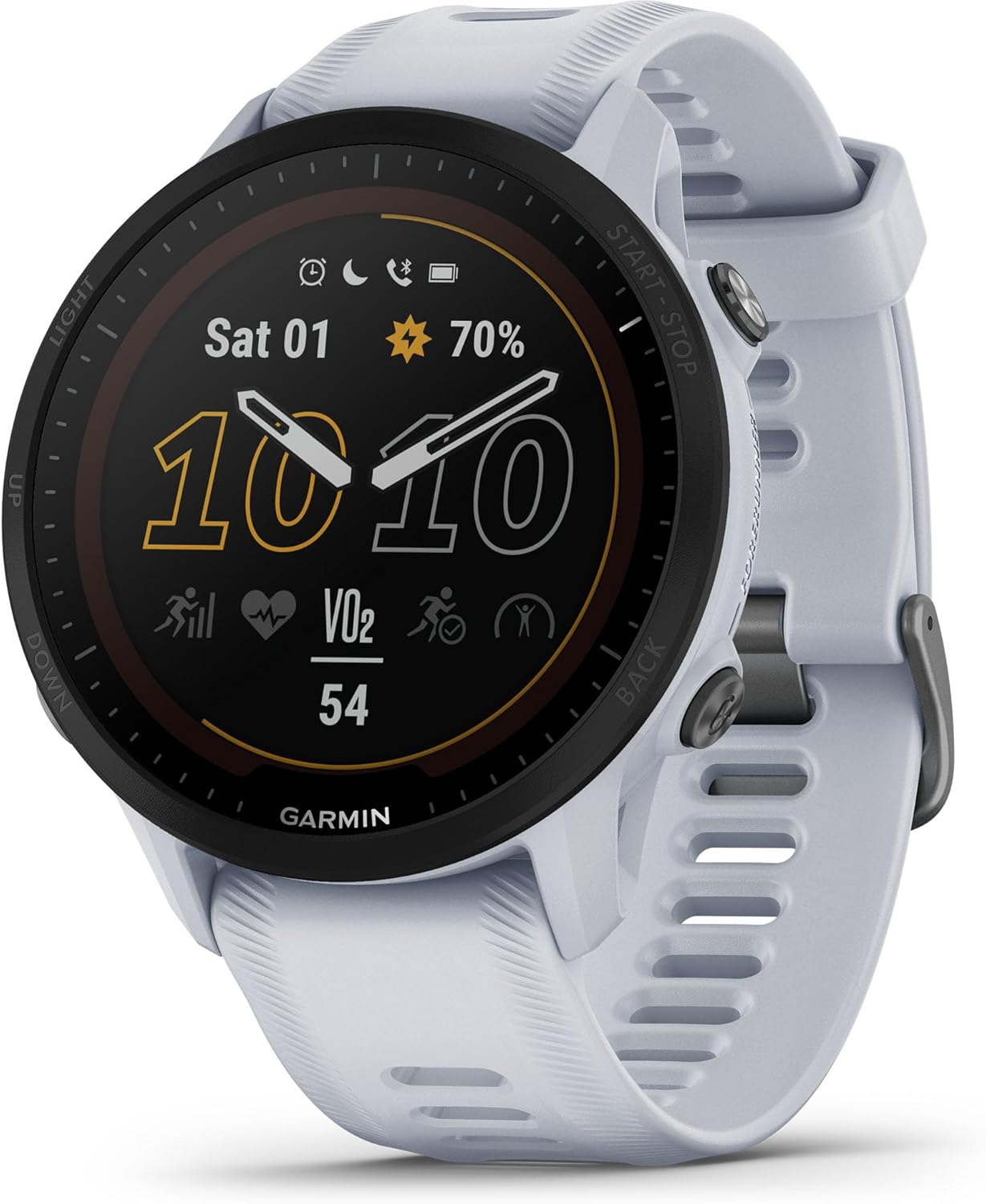 Garmin Forerunner® 955, GPS Running Smartwatch, Tailored to Triathletes, Long-Lasting Battery, Whitestone-0