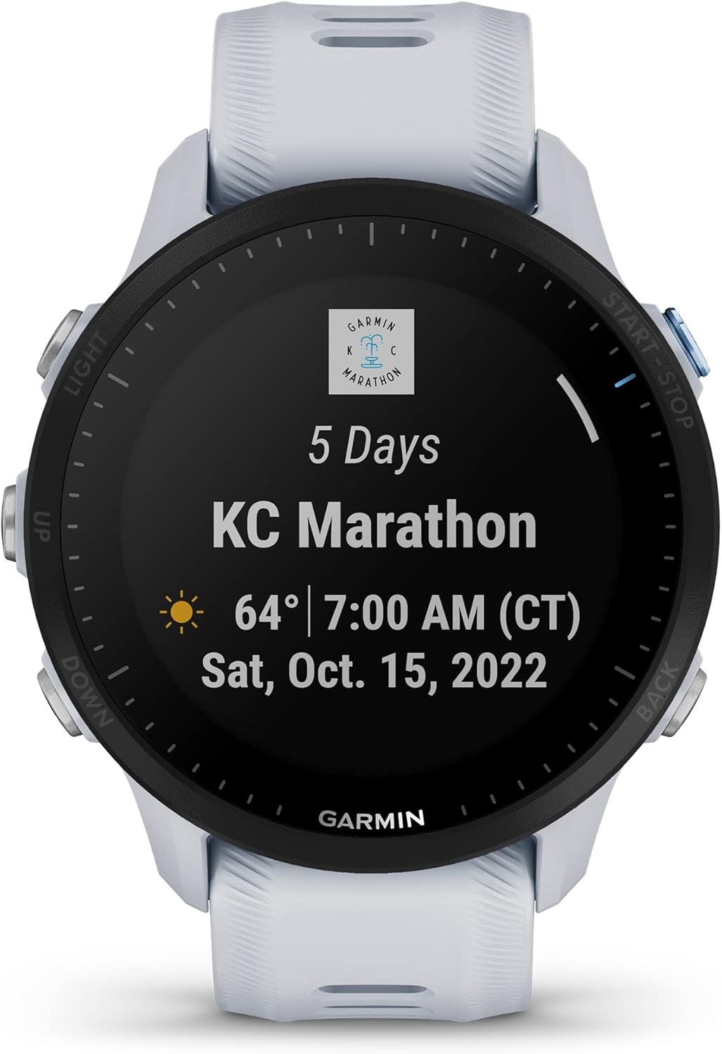 Garmin Forerunner® 955, GPS Running Smartwatch, Tailored to Triathletes, Long-Lasting Battery, Whitestone-1