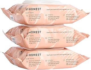 Honest Beauty Fragrance Free Cleansing Makeup Remover Facial Wipes | Plant Based, Hypoallergenic, Gentle for Sensitive Skin | 90 Count