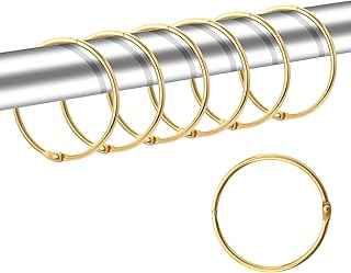 Shower Curtain Hooks Rings, 28PCS Rust Proof Shower Curtain Rings, Circular Decorative Shower Ring Hooks for Bathroom Shower Rod, Metal Shower Rings for Curtain (Gold)