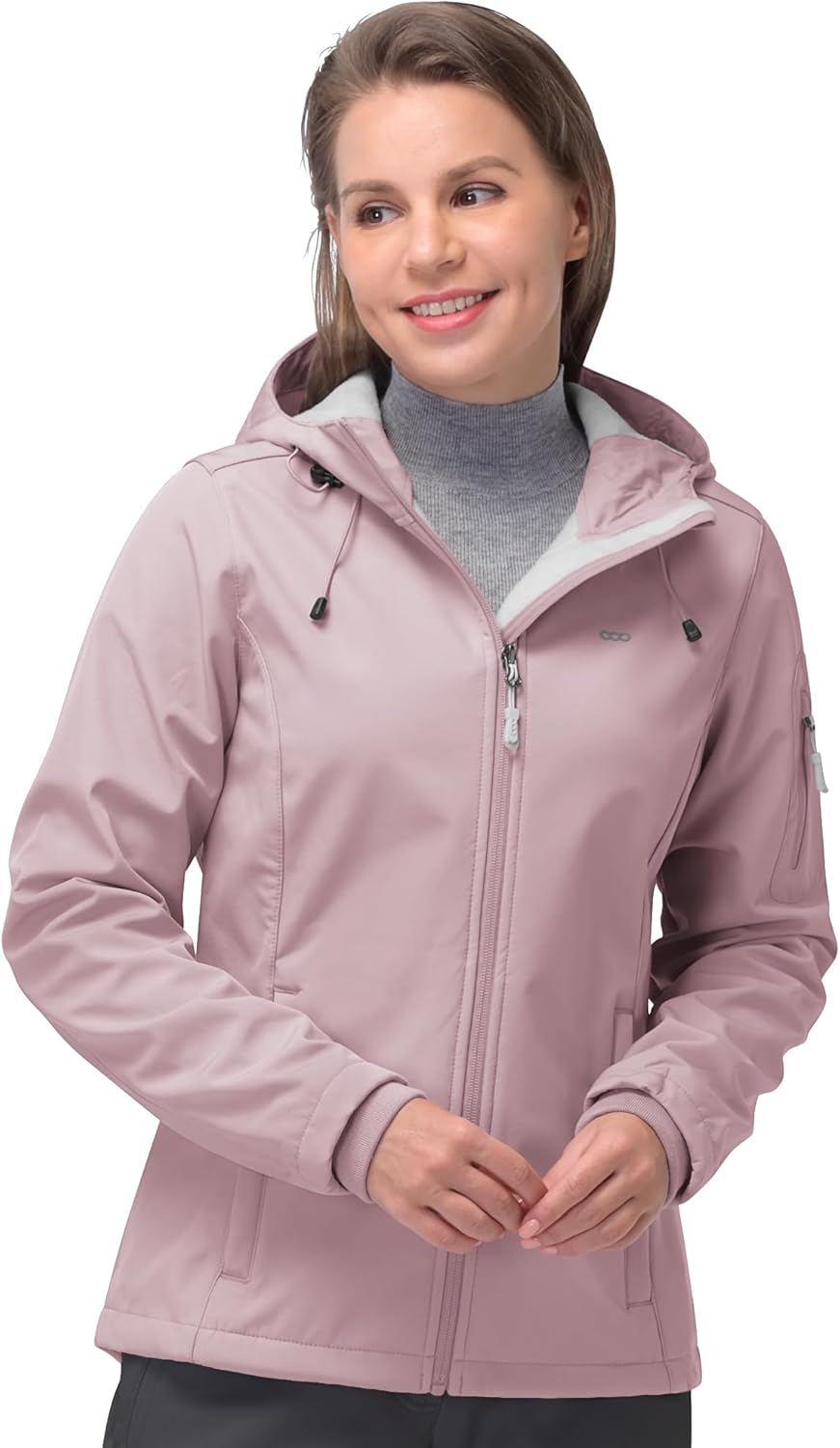 33,000ft Women's Softshell Jacket, Fleece Lined Warm Jacket Light Hooded Windproof Coat for Outdoor Hiking-0