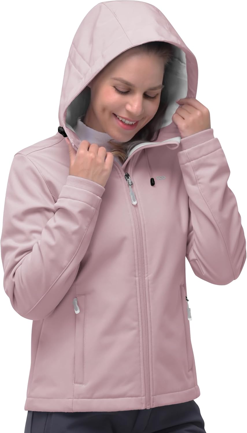 33,000ft Women's Softshell Jacket, Fleece Lined Warm Jacket Light Hooded Windproof Coat for Outdoor Hiking-1