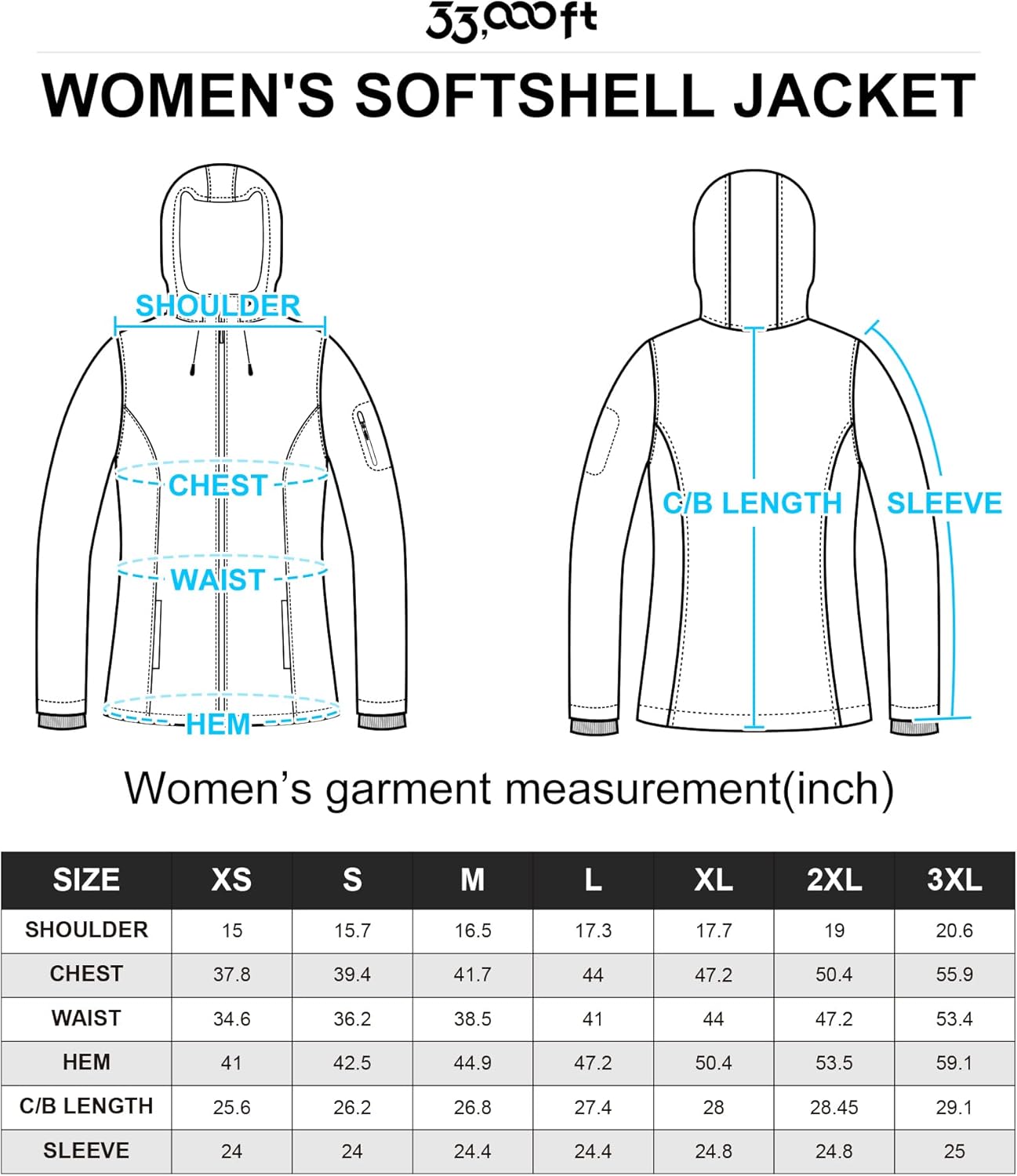 33,000ft Women's Softshell Jacket, Fleece Lined Warm Jacket Light Hooded Windproof Coat for Outdoor Hiking-5