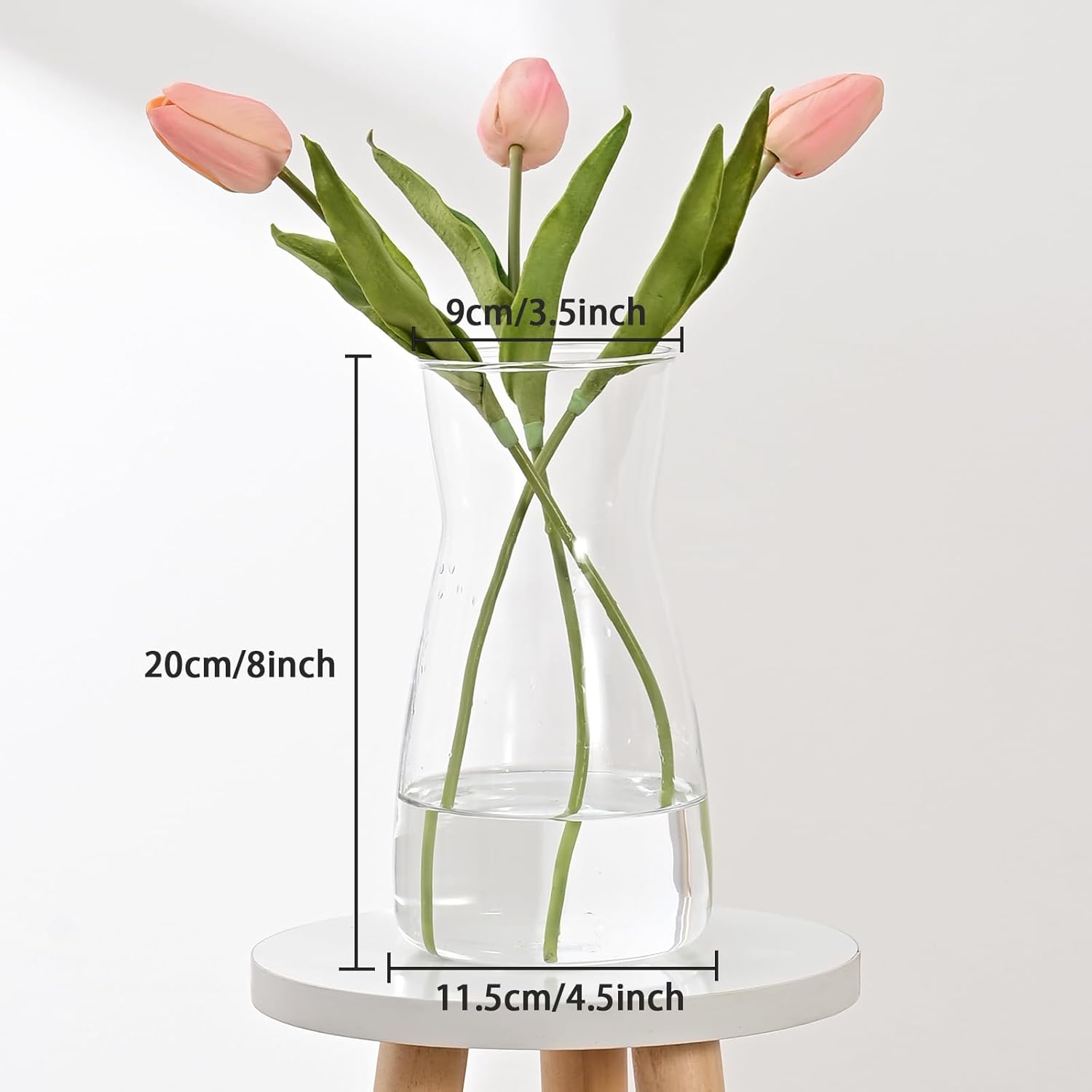 8 inch Clear Glass Flower Vases for Centerpiece Table Home Indoor Desk Decor,Ins Modern Boho Style Vase for Wedding Housewarming Gift-5