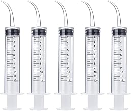 Wisdom Teeth Syringe, 5 Pack Irrigation Dental Syringes with Measure Scale & Curved Tip for Dental Care Liquid Oral Tonsil Stone