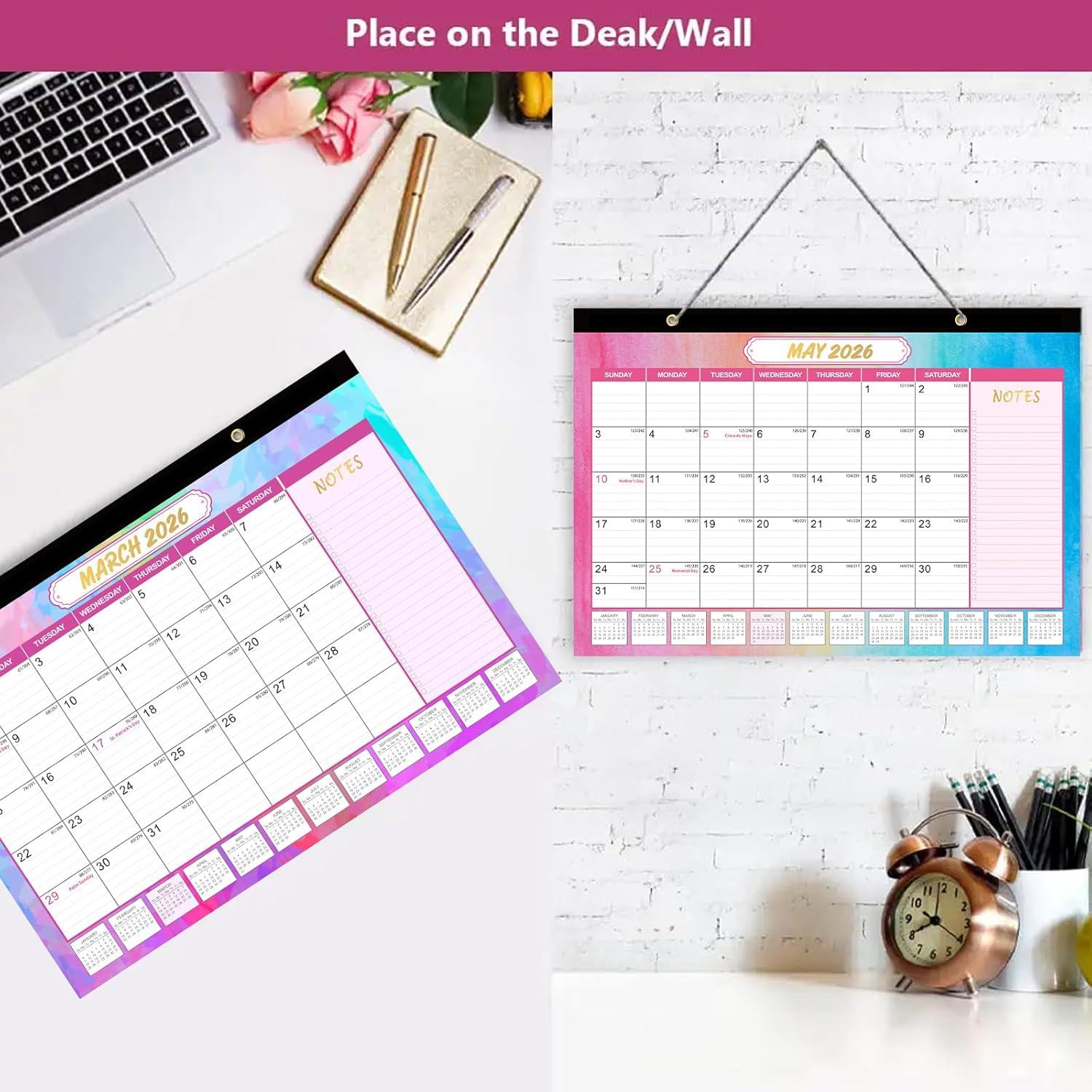 GuassLee Desk Calendar 2025-2026 - 18 Monthly Calendar from Jan. 2025 to Jun. 2026, 11"x17" Large Desktop Calendar with Thick Paper, Corner Protectors for Desk Home Office Easy Planning-4