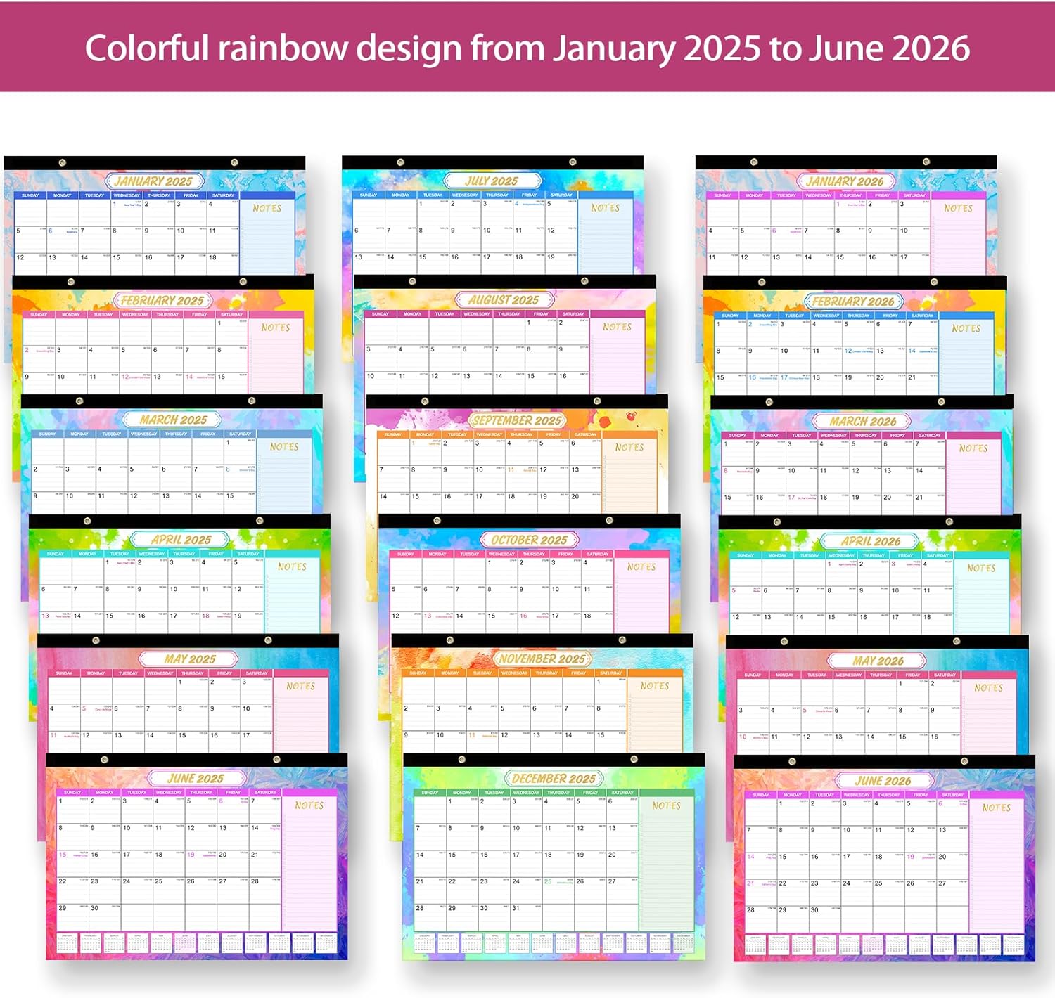 GuassLee Desk Calendar 2025-2026 - 18 Monthly Calendar from Jan. 2025 to Jun. 2026, 11"x17" Large Desktop Calendar with Thick Paper, Corner Protectors for Desk Home Office Easy Planning-5