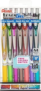 Pentel EnerGel RTX True Colors United (0.7mm) Medium Line, Assorted Ink, 14 Pack Box (BL77PC14MTCU)