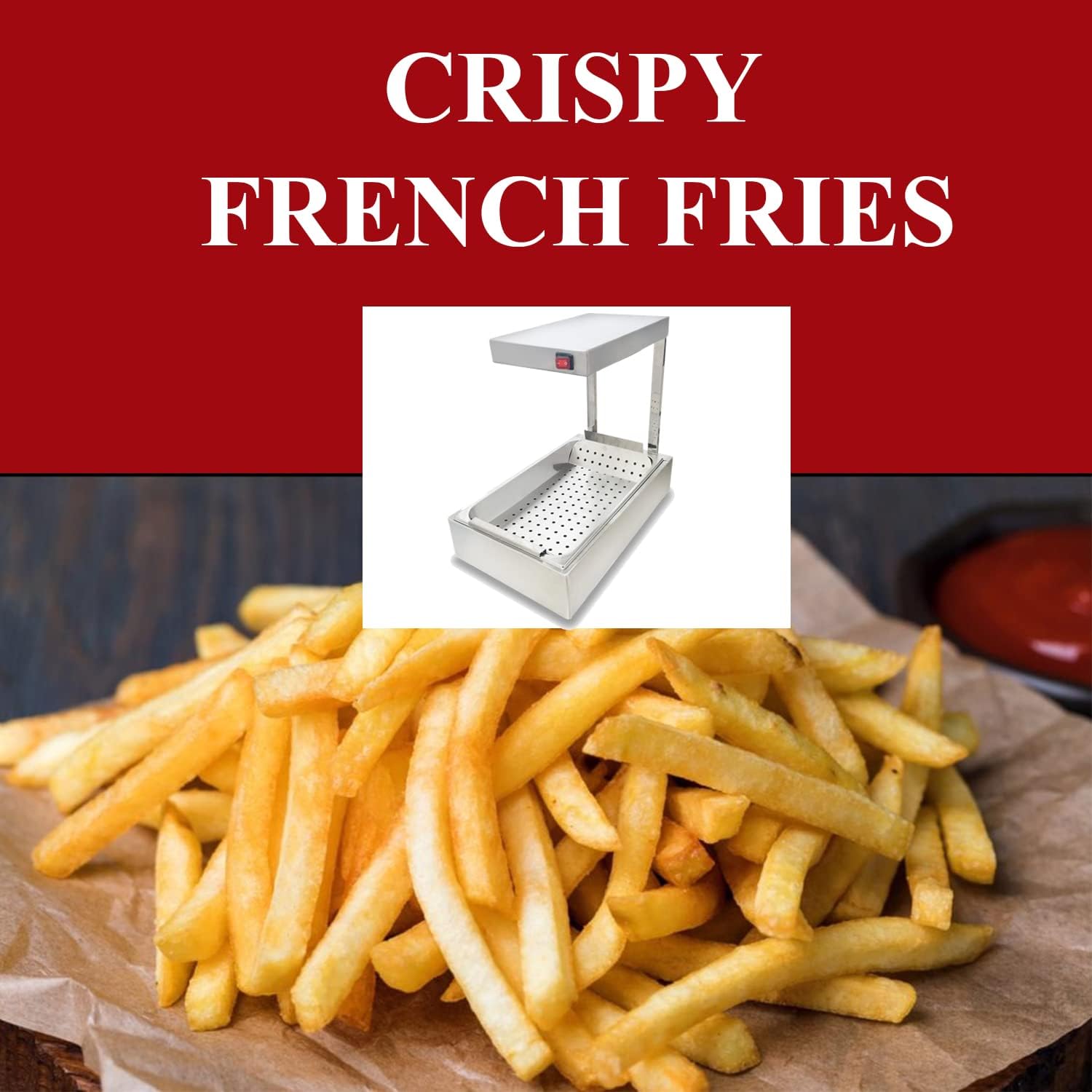 Commercial French Fry Warmer Infrared Strip Heat Lamp Fries Warmer Station with 1/1 Pan-5