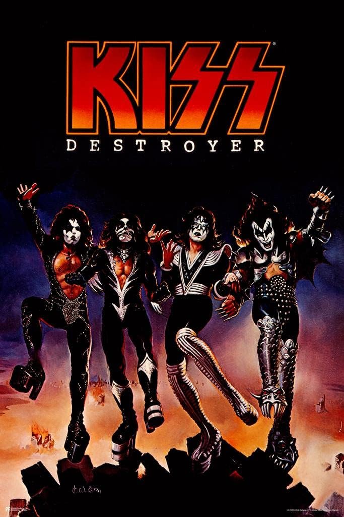 Kiss Destroyer Poster Album Cover Vinyl Kiss Poster Kiss Band Merchandise Kiss Collectibles Kiss Memorabilia Heavy Metal Music Merch 1970s Retro Vintage Makeup Cool Wall Art Print Poster 16x24-0