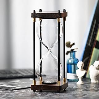 Fillable Hourglass Timer, Black Wooden Frame Decorative Sand Timer (Empty Hourglass, Large Size)