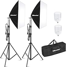 UBeesize Softbox Photography Lighting Kit, 27” x 20” Continuous Lighting Kit with 2pcs 40W E27 Socket 6500K Bulbs, Professional Photo Studio Lighting for Video Recording, Portrait Shooting