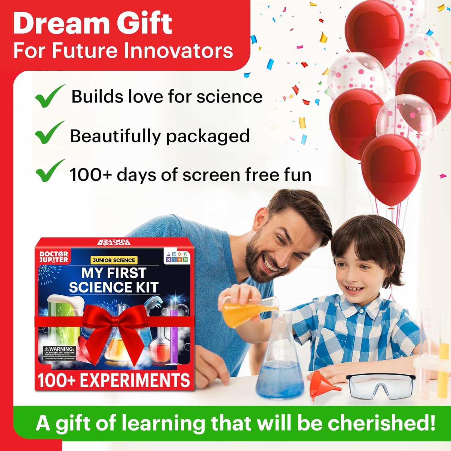 Doctor Jupiter My First Science Kit for Kids Ages 4-5-6-7-8| Birthday Gift Ideas for 4-8 Year Old Boys & Girls| Toy Stem Kit with 100+ Experiments| Learning & Educational, Preschool Activities-4