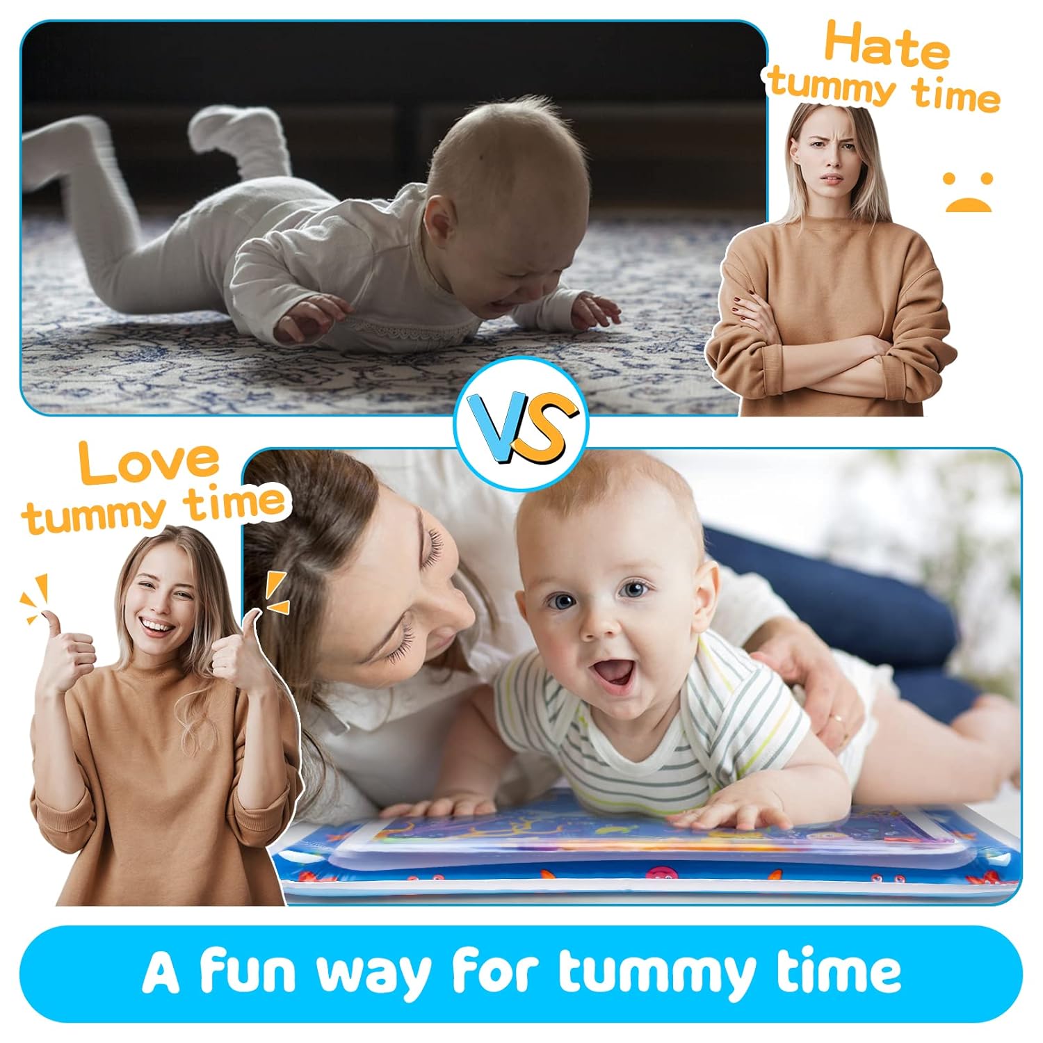 Tummy Time Water Mat丨Inflatable Tummy Time Water Play Mat for Babies, Infants and Toddlers 3 to 12 Months Promote Development Toys Baby Gifts-1