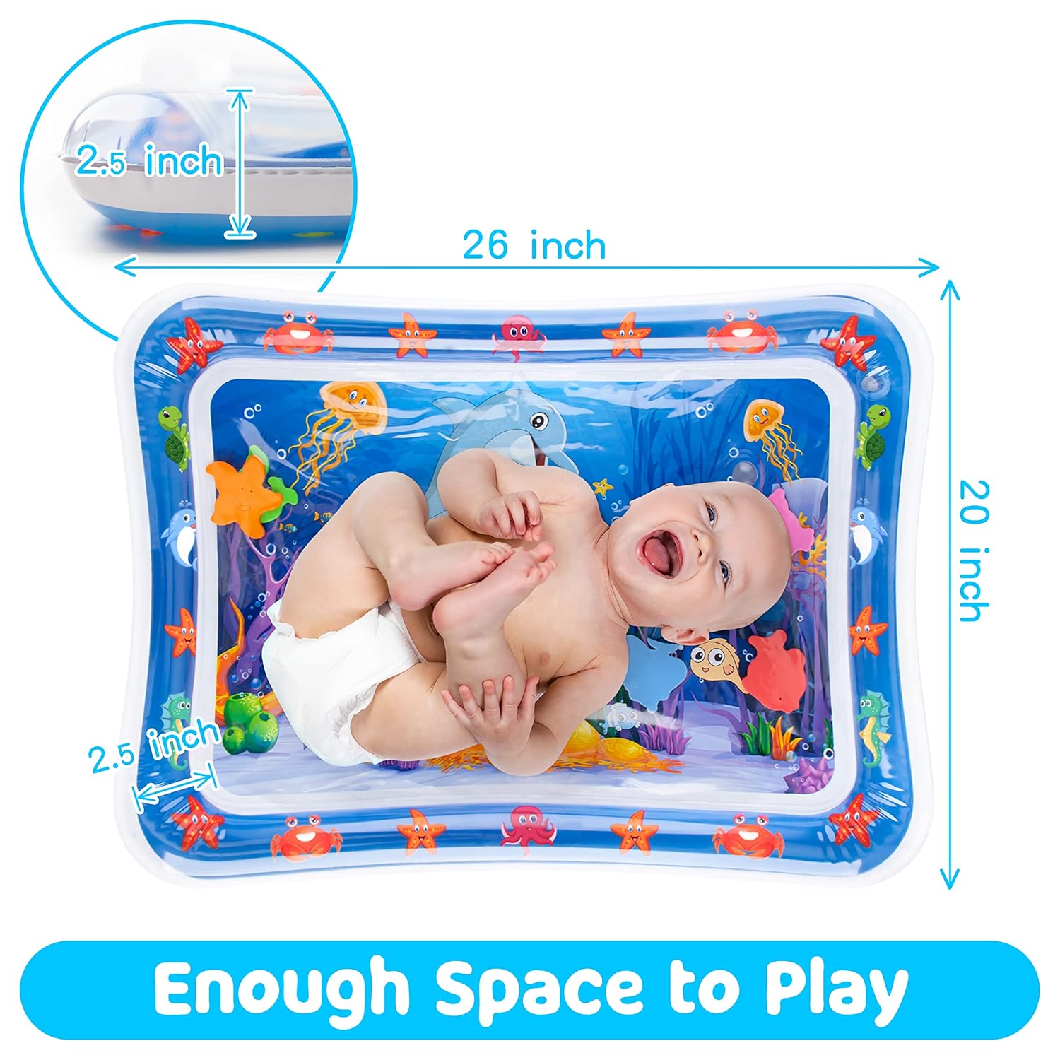 Tummy Time Water Mat丨Inflatable Tummy Time Water Play Mat for Babies, Infants and Toddlers 3 to 12 Months Promote Development Toys Baby Gifts-6