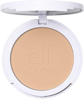 e.l.f. Camo Powder Foundation, Lightweight, Primer-Infused Buildable & Long-Lasting Medium-to-Full Coverage Foundation, Light 210 N