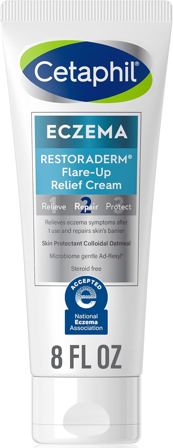 Cetaphil ECZEMA RESTORADERM FLARE-UP RELIEF CREAM, For Eczema Prone Skin, 8 oz, Barrier Repair, 48 Hour Hydration, 2% Skin Protectant Colloidal Oatmeal, Steroid Free-0