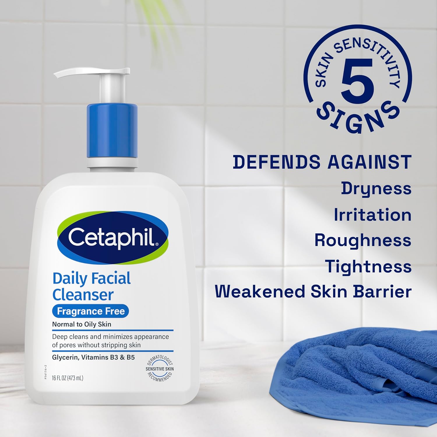 Face Wash by CETAPHIL, Daily Facial Cleanser for Sensitive, Combination to Oily Skin, NEW 16 Oz, Fragrance Free ,Gentle Foaming, Soap Free, Hypoallergenic-3