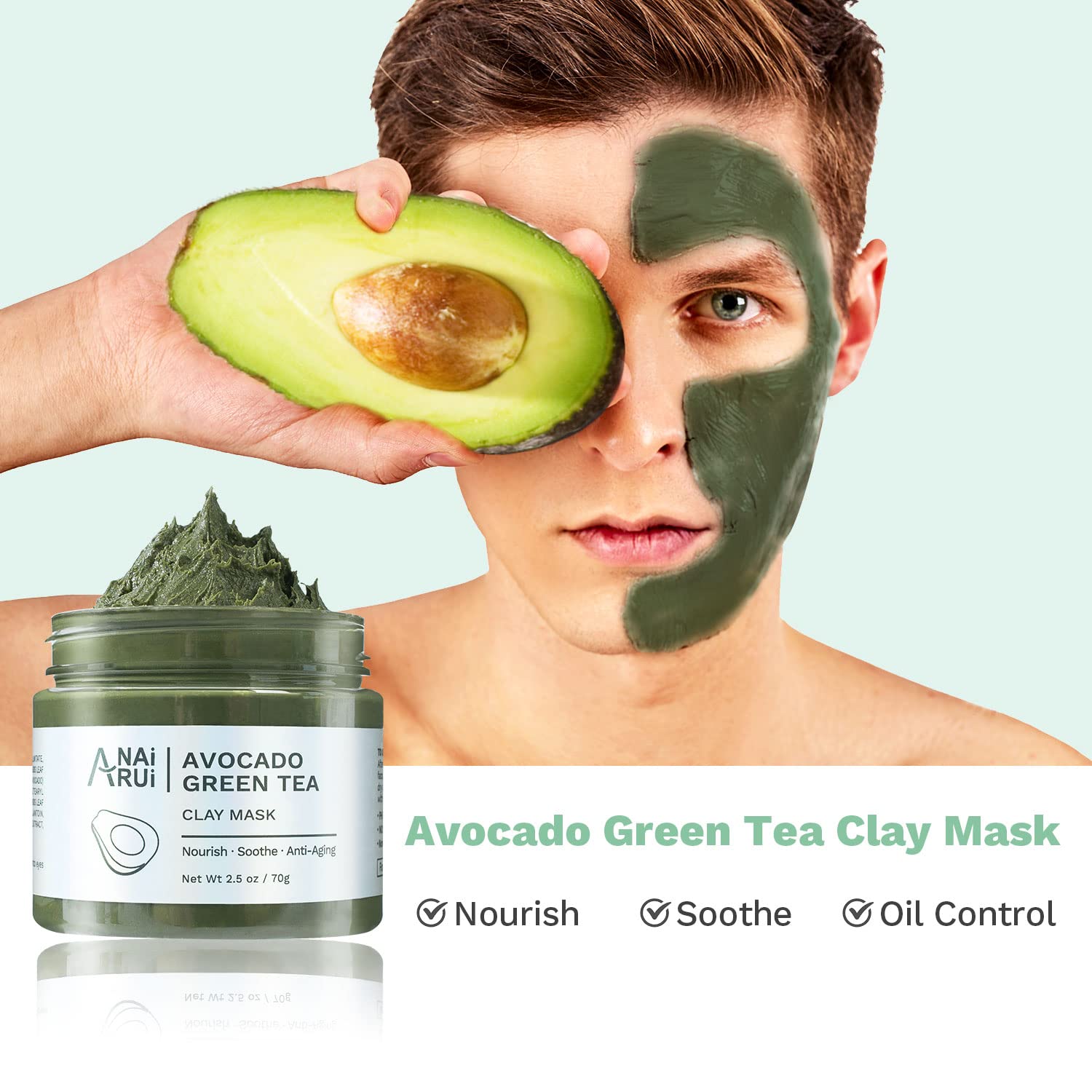 ANAI RUI Turmeric Vitamin C Clay Mask -Rose Facial Mask –Avocado Green Tea Mud Mask,Facial Mask Skincare for Deep Cleansing,Purify Pores SPA Mask Set,Facial Mask Set Gifts Set 2.5 oz each-4