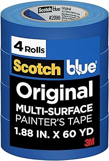 Scotch Painter's Tape Original Multi-Surface Painter's Tape, 1.88 Inches x 60 Yards, 4 Rolls, Blue, Paint Tape Protects Surfaces and Removes Easily, Painting Tape for Indoor and Outdoor Use