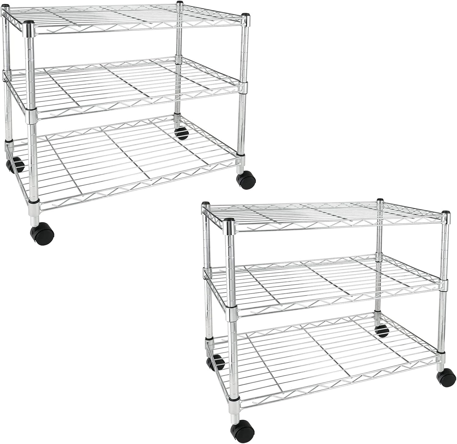 Simple Deluxe 3-Tier Heavy Duty Storage Shelves 750Lb Capacity, 24.02" D x 13.78" W x 21.97" H Shelving Unit for Pantry, Garage, Laundry and Kitchen, Chrome, 2 Pack-0