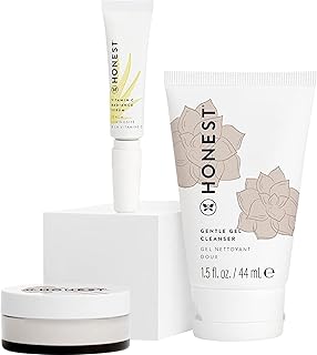 Honest Beauty The Icons Skincare Trio | Mini Hydrogel Cream, Gentle Gel Cleanser, Vitamin C Radiance Serum | EWG Verified, Vegan + Cruelty Free