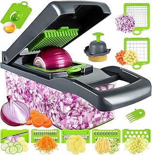 Vegetable Chopper, Pro Onion Chopper, Multifunctional 13 in 1 Food Chopper, Kitchen Vegetable Slicer Dicer Cutter,Veggie Chopper With 8 Blades,Carrot and Garlic Chopper With Container