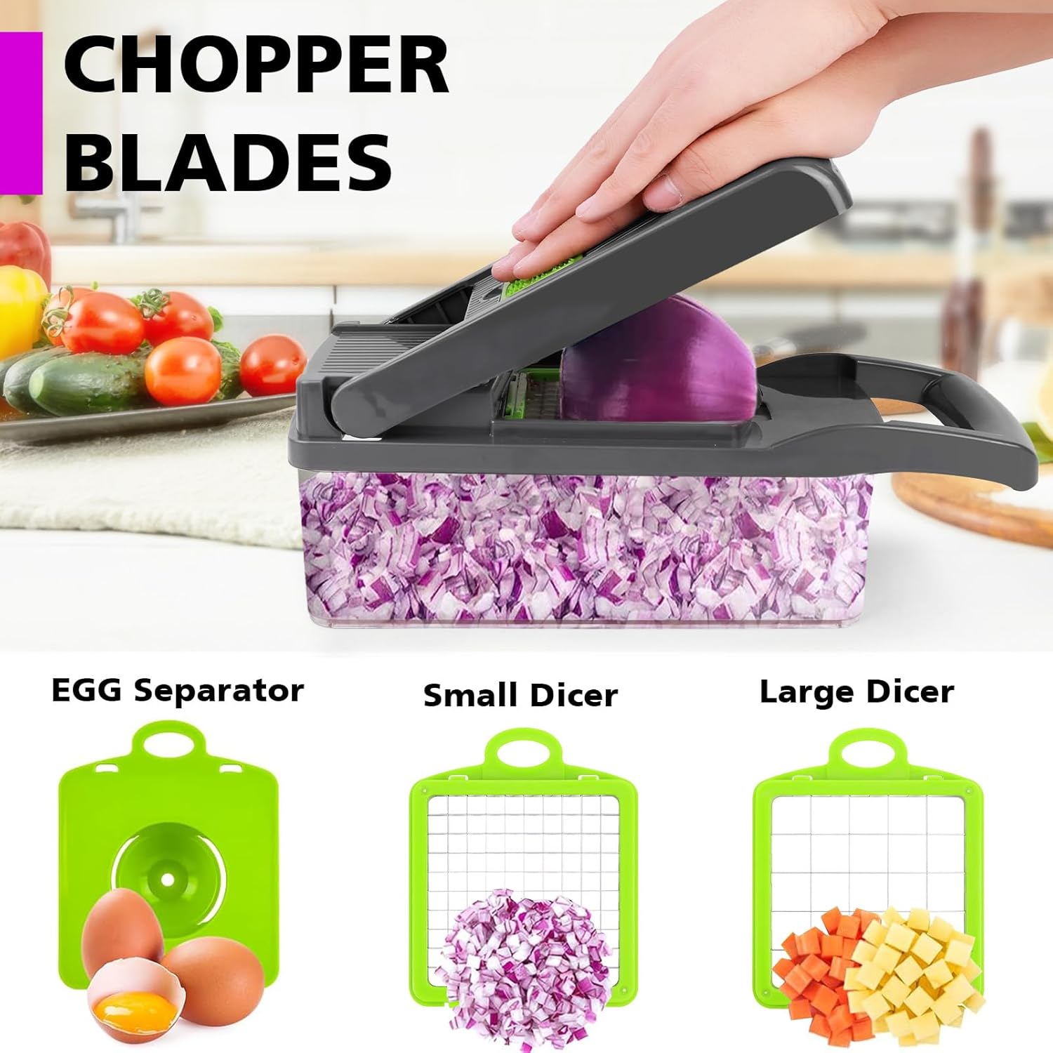 Vegetable Chopper, Pro Onion Chopper, Multifunctional 13 in 1 Food Chopper, Kitchen Vegetable Slicer Dicer Cutter,Veggie Chopper With 8 Blades,Carrot and Garlic Chopper With Container-2