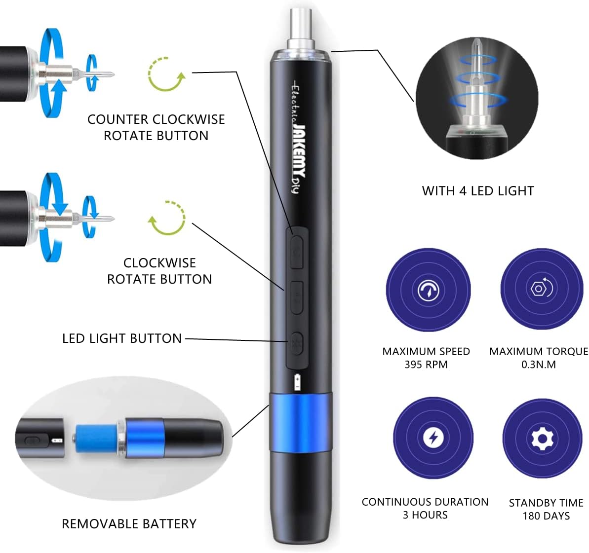 Precision Electric Screwdriver Kit, JAKEMY 61 In 1 Manual & Automatic Torque Power Screwdriver Set Rechargeable Cordless with LED Light for Laptop/Phone/Glasse/Watch-1