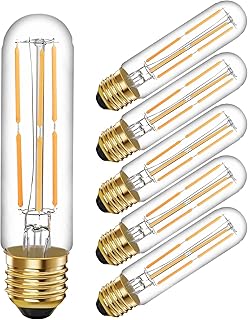 6 Pcs E26 T10 LED Tubular Light Bulbs, Daylight White Edison Bulb 4000K 6W Dimmable T10 Led Bulb for Pendant Lights, Lamps, Outdoor Long Light Bulbs (6W, 4000K)