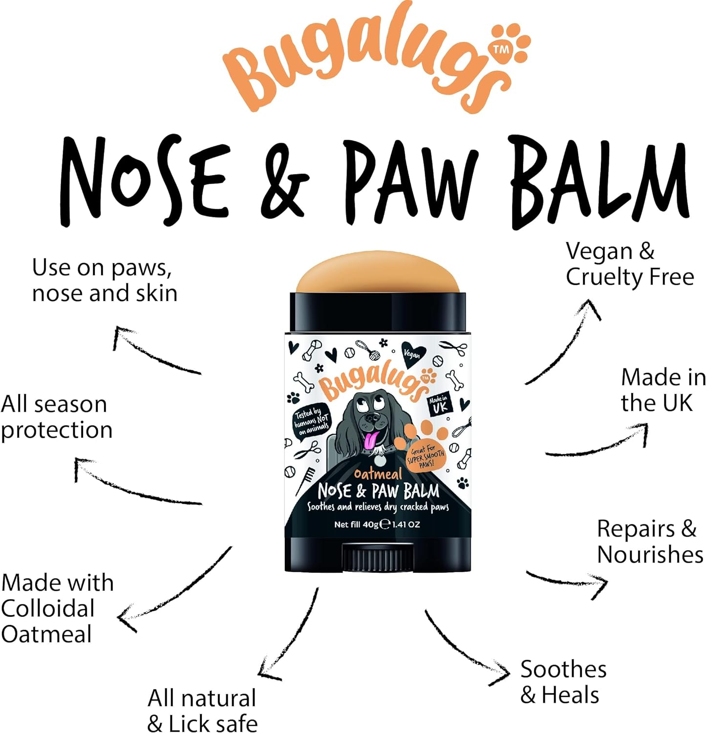 Dog Paw Pad Balm & Dog Nose Balm 40 g (1.41oz) - Moisturizing Dog Paw Balm That Creates an Invisible Barrier That Protects and Heals Dry Cracked Paws - All-Natural Dog Paw Balm with Oatmeal-2